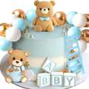 Baby Shower Cake Topper for Boy Bear Theme We Can Barely Wait Decorations Adorable Baby Boy Shower Cake Decorations with Bear Topper for Gender Reveal Newborn Celebration