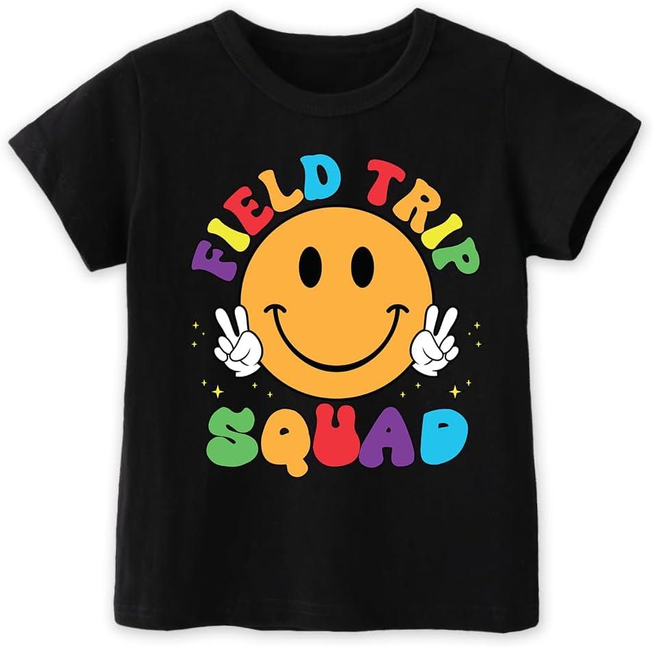 Field Day Shirt for Toddler Boys Girls Kids 2-8T, Colorful Field Day Print, Short Sleeve Tee, Fun & Comfortable (Black)