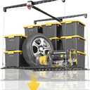 Overhead Garage Storage Rack for 10-12 ft Ceiling, Heavy-duty 4x4 FT Garage Ceiling Storage Racks with Safety Lock, Ideal for Storage Mounted Lift System and Storage Organizer, 250lbs Capacity