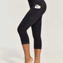 IUGA High Waisted Yoga Pants for Women with Pockets Capri Leggings for Women Workout Leggings for Women Yoga Capris X-Large, Black-capri