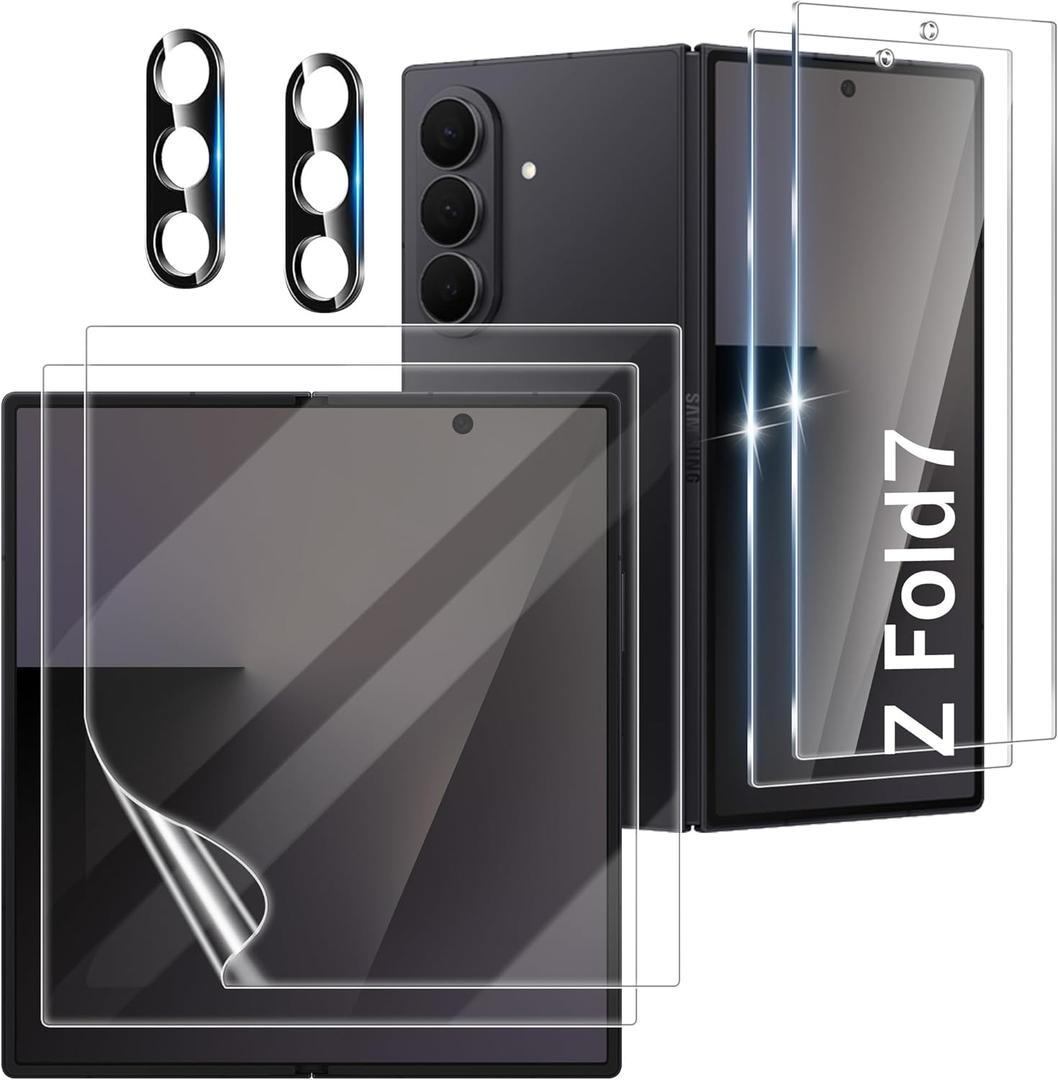 [2+2+2 Pack] for Samsung Galaxy Z Fold 7 Screen Protector, Camera Lens Protector, Ultra Clear, Fingerprint Compatible, Anti-Scratch, Case Friendly