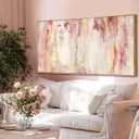 Abstract Pink Wall Art/Framed Artwork Wall Art/Oil Painting Home Decoration/Modern Art for Bedroom Living Room Home Office 20x40 Inches
