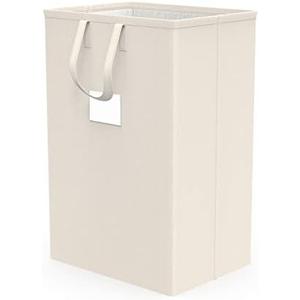 75L Large Laundry Hamper with Handles, Dirty Clothes Hamper for Bedroom Waterproof, Freestanding Tall Laundry Basket Waterproof, Hamper for Bedroom, Bathroom, Dorm, Toys Storage(Ivory）