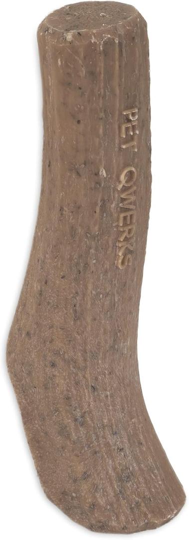 Pet Qwerks Real Wood Antler BarkBone - Durable Dog Toys for Moderate & Light Chewers - Smoked Cheese Flavor - 6" (Large)