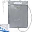 CIRCA AIR Bedside Shower - 2.5 GL Silver Portable Water Shower Bag For Hair Washing In Bed. Use With Inflatable Hair Washing Basin, Shampoo Basin, Bathtub For Elderly