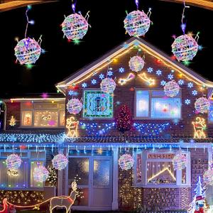 4 Pack 7.87" Sphere Lights with Plug in Globe Lights for Trees, Party, Wedding, Yard, Garden, Porch, Patio Decoration (Multicolor, 30V, 46 LED, 8 Modes, Waterproof, Memory & Timer Function)