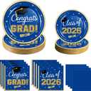 320 Pcs Graduation Table Decorations Party Supplies - Blue Gold Graduation Plates and Napkins Class of 2026 Disposable Dinnerware Set for College High School Congrats Grad Party Favors, Serve 80