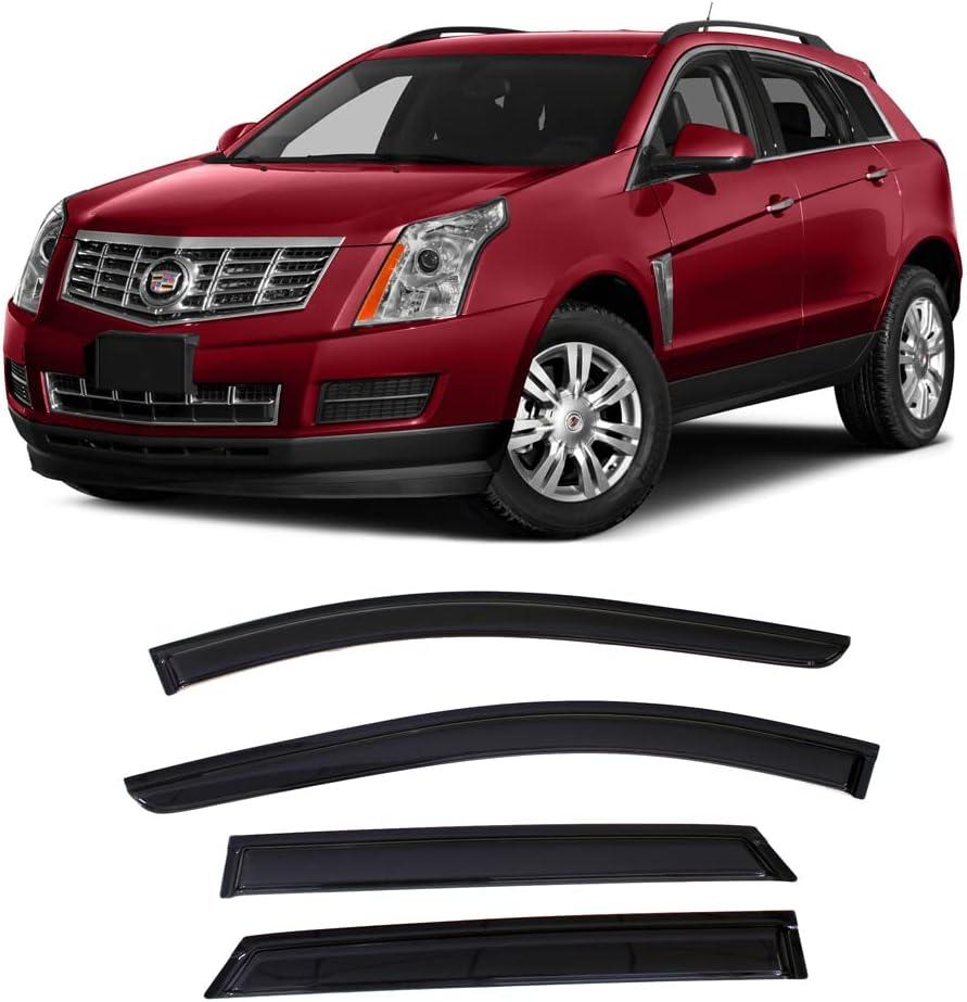 Original Side Window Wind Vent Deflector fit for 2010-2016 Cadillac SRX,4pcs Dark Smoke Outside Mount Sun Rain Guards Set,Tape-On Nice Window Visor CL4P01