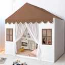 Kids Play Tent with Mat, Large Playhouse Play Tent Indoor for Girls Boys, Kids Tent Toys for Toddlers Children Play House for Birthday Toy House Gift (Brown)