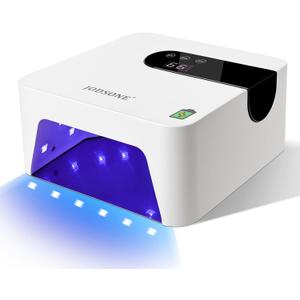 JODSONE U V Nail Lamp Rechargeable Portable with 3 Timers and LCD Display Screen for Nail Dryer Gel, White