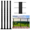 Muzata 4Pack Black Cable Railing Post 42 Inch 42"x2"x2" Level Drilled Surface Mount T304 Stainless Steel Cable Railing System Kit Indoor Outdoor with Paper User Guide PS02 BH4L