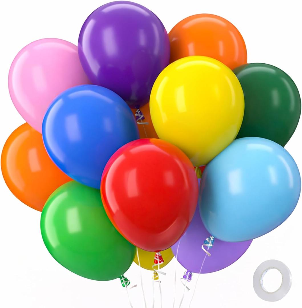 Patimate Balloons Assorted Colors 100 Pack 12 Inch Colorful Rainbow Round Bright Latex Balloons for Birthday Bridal Shower Baby Shower Anniversary Wedding Party Decorations Arch Garland
