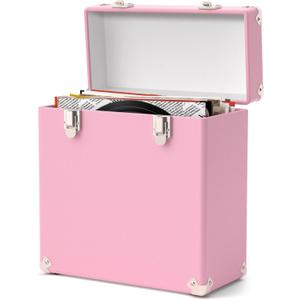 Vinyl Storage and Carrying Case, Waterproof and Dustproof Portable Organizer, LP Record Collection Display Case, Holds 50 7-12 Inch Records, Ideal for Theater Rooms and Rare Record Collections (Pink)