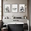 Bathroom Shark Wall Art Funny Animal Wall Decor Pictures Ocean Animal Canvas Wall Art Black White Shark Poster Bathtub Toilet Prints Funny Painting for Bathroom 12x16 Inch Unframed Set of 3