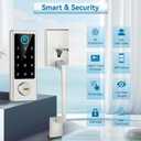 Fingerprint Door Lock with Handle Sets, BEBASIA Keyless Entry Door Lock, Bluetooth Front Door Lock Set, Smart Deadbolt, Electronic Keypad Digital Deadbolt with Handle, Satin Nickel