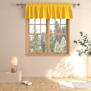 Yellow Valance Curtain Toppers 14 inches Long Kitchen Window Curtains Living Room Darkening Rod Pocket Triple Weave Bathroom Window Short Small Little Mini Curtain Valance Bedroom 1 Piece 90"x14"