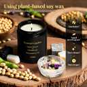 Deep Forest Gentle Scented Candles Set with Healing Crystals for Home Scented,Made of Plant Soy Wax 7oz,Relieve Stress,Balance Energy,Promote Love and Friendship,Attract Wealth