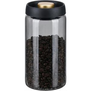 LOEZ Airless Vacuum Coffee Canister, Borosilicate Glass Food Storage Jar with Pump Lid to Stop Oxidation, for Beans, Tea & Dry Goods (60oz/1800ml - Gray)