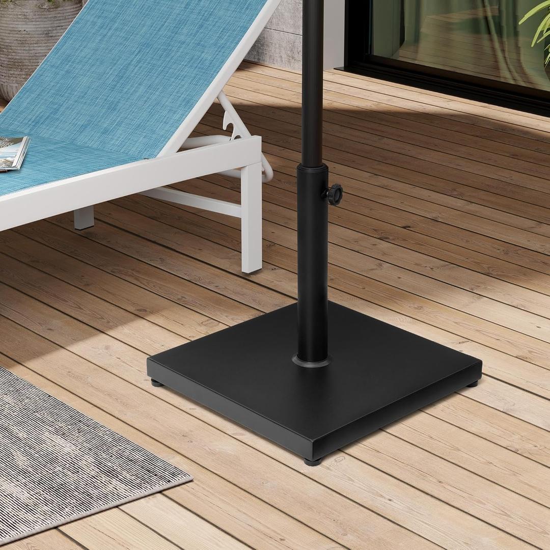 Outdoor Umbrella Base, 55lbs Heavy Duty Patio Umbrella Stand | Square Concrete Base, Suitable for 6-12FT Most Market Umbrella, for Deck, Lawn, Poolside