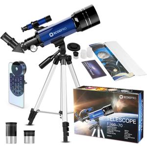 Telescope for Kids & Adults, 70mm Aperture 360mm Refractor (15X-150X) Telescope for Astronomy Beginners, Portable Travel Telescopes with Phone Adapter & 2 Eyepieces