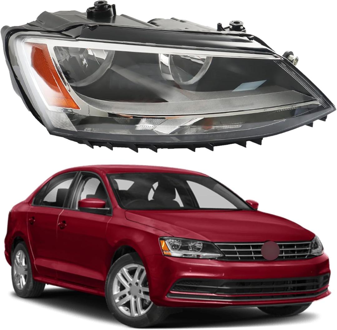 LABLT Passenger Side Headlight Assembly Replacement for Jetta 2011-2018 Halogen Model Right Side Headlamps Replacement for VW2503146