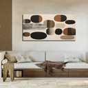Prepeyssee Large Brown Abstract Wall Art for Living Room Geometry Black Boho Artwork for Bedroom Office Kitchen Modern Canvas Prints 24"x48"