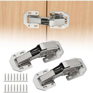 2PCS Soft Close Cabinet Hinge, No Pre-Drilled Cabinet Hinges, Surface Mount Kitchen Cabinet Hinges for Cabinet Doors with Screws