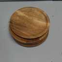 Samhita Acacia Wood Round Wood Plates Set of 4, Easy Cleaning & Lightweight for Dishes, Snack, Dessert (7" x 7" x 1")