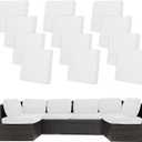 12Pcs Stretch Patio Cushion Covers,Outdoor Couch Covers Replacement,Outdoor Couch & Sofa Slipcovers,for Patio Furniture Cushion Covers,Washable Reusable Furniture Protector (Jade White,Cover Only)