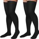 Supervitae 2 Pairs Thigh High 30-40 mmHg Compression Socks for Men & Women Extra Firm Closed Toe Thigh High Compression Socks for Swelling Edema Men and Women (XL)