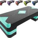 GYMMAGE Aerobic Exercise Step, Adjustable Aerobic Stepper for Exercise, Workout Step Platform for Step Up, 26.5" Step Deck with 4 6 8 Adjustable Height Risers, Women Home Gym Cardio Fitness