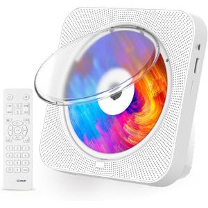 Portable CD Player with Speakers with Bluetooth Support Timed Portable CD Player with Headphones for Home Support CD FM USB SD AUX Kids for Gift White (white 2.0)