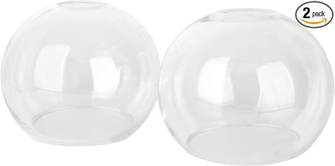 Kira Home Odette 6" Globe Glass Shades, Clear Replacement Glass, 1-5/8" Fitter Opening for Threaded Medium Base Socket, 6" x 5", 2-Pack