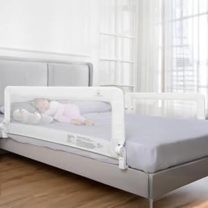 ComfyBumpy 2-Pack Bed Rail for Toddlers 55.5" L x 19.5" H | Toddler Bed Rails for Twin, Full, Queen & King Mattress Size | Swing Down Rail Guard | Mattress Side Rail for Kids | White, 55.5 | Standard | 2-Pack