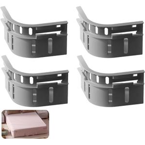 Sheet Straps Bed Sheet Holder Lock Sheet Holder Fitted Sheet Straps Fit All Mattress Size Bed Sheet Holders for Corners (grey-4pcs)