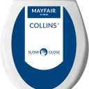 Mayfair Collins Slow Close Toilet Seat, Durable Plastic Seat with Extra Stability Bumpers and Secure Hinges, Made in USA, Round, White