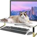 Keyboard Cat Protector - 20" Large Monitor Stand 2 in 1 Clear Acrylic Keyboard Cover Long Acrylic Monitor Stand Keyboard Protective Cover