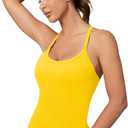 MathCat Workout Tank Tops for Women with Built in Bra, Sleeveless Gym Tops Seamless Racerback Athletic Yoga Shirts (Yellow, M)