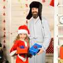 Hillban 3 Pcs Christmas Cousin Costume Men Vacation Outfit Waffle Knit Robe Trapper Hat Crew Sock for Winter Xmas Party