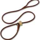 Fenrir Slip Leash 1.4m Professional Dog Training Lead to Stop Pulling, Perfect for Walks, Easy to Use, Spring Loaded Stopper, Light Weight and Durable (Brown)