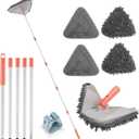 Wall Cleaner Triangle Mop with 82'' Long Handle - Wall Scrubber, Cleaning Washer Tool with 4 Microfiber Chenille Duster Pads for Clean Walls, Ceiling, Windows, Baseboards, Floors (Gray)