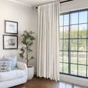 100% Blackout Shield Linen Blackout Sliding Door Curtains for Living Room, Back Tab/Rod Pocket Thermal Insulated Curtains for Sliding Glass Doors, 1 Panel Set, 100" W x 84" L, Cream