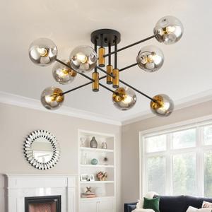 8 Light Sputnik Ceiling Light Fixture Glass Globe Bubble Modern Chandelier for Dining Room Bedroom Kitchen Living Room Hallway Entryway Office