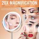 Auxmir 20X Magnifying Makeup Mirror, Double Sided 1X/20X Magnifying Mirror, Tabletop Magnified Vanity Mirror with Magnification, 360 Rotation, Stand for Dressing Table, Bathroom, Bedroom
