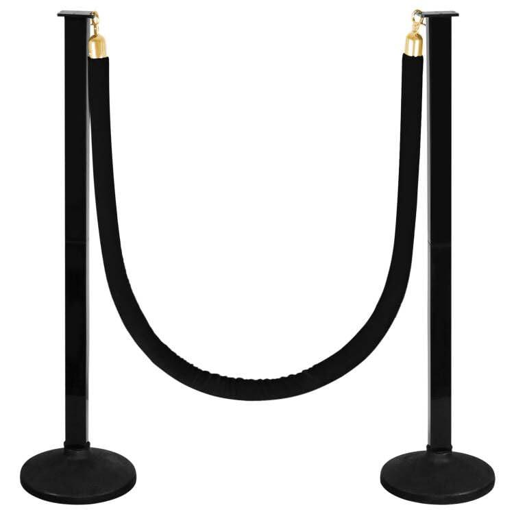2 Pack Stanchions Post with Velvet Rope, Crowd Control Stanchions, Queue Pole for for Movie Theater, Party Supplies  (2pack-Black)