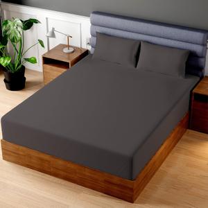 Superity Luxurious Hotel Quality King Fitted Sheet 100% Cotton Ultra Soft, Skin-Friendly & Hypoallergenic Deep Pocket Fits 16 Mattress Easy Care & Snug Fit (King Size - 78" x 80") (Dark Gray)