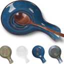 JINIHFW Spoon Rest for Kitchen, Ceramic Spoon Holder for Stove Top, Cooking Spoon Holder,Heat Resistant Utensil Rest for Countertop, Dishwasher Safe, Blue (1 pcs)