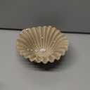 Small Decorative Bowl decor, Scalloped Pedestal Bowls for Modern Home Decor,Ruffle Decor,Stylish Key Bowl for Entry Table,Decorative Fruit Bowl for Kitchen Counter,Artificial Stone Beige (6inch)