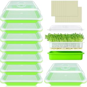 Legigo 8 Pack Seed Sprouter Trays with Lids- Soil-Free Cultivation Germination Tray, BPA Free Micro Greens Growing Trays Seed Sprouting Trays Kit with Germinating Paper for Wheatgrass, Beans and More, 10.23 x 12.7 x 4.95 inches