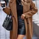 BTFBM Women Winter Faux Fur Coats 2026 Lapel Long Sleeve Fuzzy Fleece Outerwear Button Down Sherpa Jackets Fall Outfits(Golden Camel, Medium)